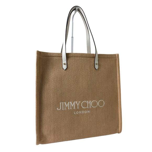 Jimmy Choo Beige Tote with White leather Handles - Picture 2 of 6